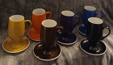 Rare Vtg. Mid Century Tackett Schmid La Gardo Cups Six Rainbow Diablo Demitasse picture