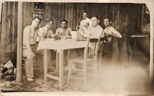 ROMANIA MOTOR CYCLISTS AT THE RESTAURANT ADVERTISING LUTHER BEER PHOTO WAITER picture