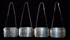 Beautiful Set 4 BOAC Concorde Sterling Silver Liquor Bottle Labels Date Marked picture