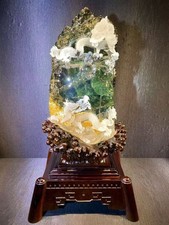 28.5LB Natural garden crystal Quartz dragon Skull Carved energy reiki+stand picture
