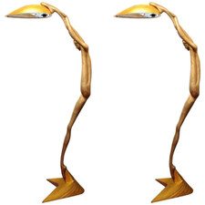 A pair Monumental  Art Deco Broze Silvered  floor lamps Large 85