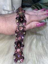 Stunning Schreiner Style Huge Mega Rare Dragons Breath Glass Ornate Bracelet B5 picture