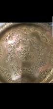 ANTIQUE JEWISH/MOROCCAN BRASS PLATE..HANDCRAFTED IN ESSAOUIRA OVER 100 YEAR OLD  picture