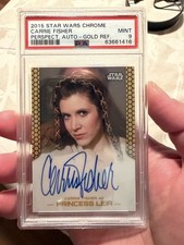 2015 Topps Chrome Star Wars Perspectives Carrie Fisher Auto Leia Gold /10 PSA 9 picture