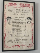 Signatures menu 500 club jerry lewis and dean martin authenic picture