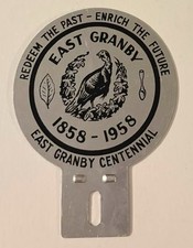 Vintage 1858 1958 East Granby CT Centennial Booster License Plate Topper Turkey picture