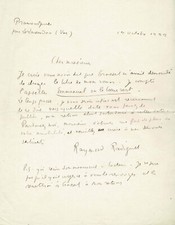 Raymond RADIGUET - Signed Autograph Letter. The title of