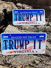 TRUMP IT VIRGINIA VANITY LICENSE PLATE IN GOD WE TRUST AMERICAN FLAG DONALD  picture