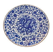 vintage blue white Dragon peak plate Fitz & Floyd FF Japan Sanyo porcelain picture