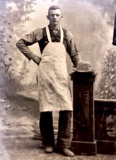 Vintage 1860's 70's Occupational Tintype Photo Butcher In Apron picture