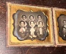 Beautiful Double Daguerreotype Men & Women Group Incl Tinted Fireman ? Color picture