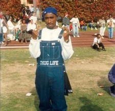 Tupac Shakur in Dickies commercial in red wood frame. Never before seen picture picture