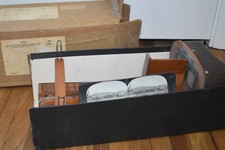 Antique Keystone Pedestal Stereoscope Ortho Split Slide Stereo Card Viewer & Box picture