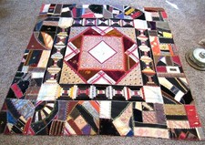 Antique 1890s Crazy Quilt Hand Stitched Signed Historic Patches Museum Masonic picture