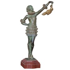 1930's Art Deco Bronze Pierrot & Pierette Sculpture- signed * Pierre Laurel picture