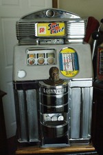 ANTIQUE JENNINGS SUN CHIEF SOLID FRONT 50 CENT SLOT MACHINE picture
