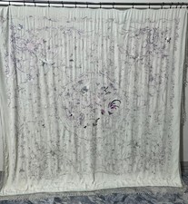 Antique Menton De Manila Silk Ivory Ground Multi Embroidery Piano Bed Spread Bed picture
