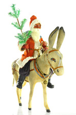 Amazing German Santa Claus/ Belsnickel  And Donkey Clickwork Nodding Head 1900 picture