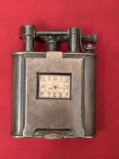 VTG 925 Sterling Silver Dunhill Unique Clock Watch Lift Arm Lighter Swiss Deco picture