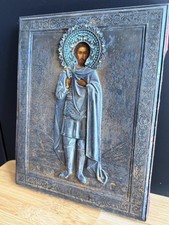 Rare Russian Orthodox Icon Silver 84 Saint Valerian Cloisonné Enamel Gilt picture