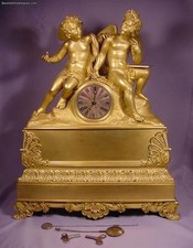 Superb Unique Antique Two Cherubs Circa 1800 Mercury Gilt Bronze French Clock picture