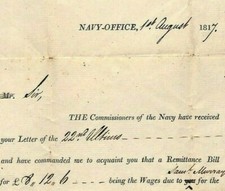 GB OHMS Printed Official *NAVY OFFICE* Letter 1817 {samwells-covers} MS1865 picture