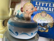 Oh Me Oh My Holt Howard Vtg Minnie Mermaid Powder Jar, RARE/HTF, NM picture