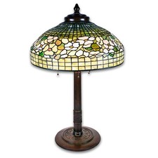 Tiffany Studios Banded Dogwood Table Lamp Roman Base Circa 1910 picture