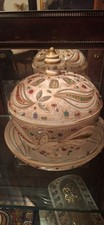 1940's Italian Crystal Soup Tureen Triple Overlay With Semi Precious Stones picture