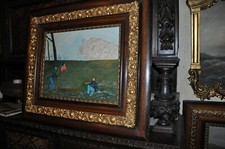 Spectacular Original Antique Civil War Battle scene    Oil Painting  by Volkert picture