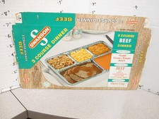 SWANSON 1960s BEEF 3 course TV dinner frozen food box Campbell's soup hash brown picture
