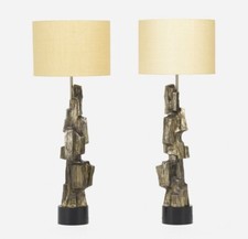 Amazing Pair of Richard Barr/Maurizio Tempestini for Laurel Brutalist Tbl Lamp picture