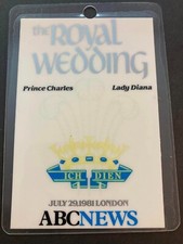 1981 Royal Wedding Princess Diana Prince Charles ABC News Media Press Pass Lady picture