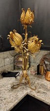 Vintage Hollywood Regency Coco Chanel Style Italy Tole Flower Table Lamp, 36