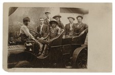 1910s Native American Men & Boy Studio Car Prop RPPC Photo picture