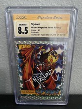POP 1 - 1992 Wizard Magazine Spawn Series 1 Prismatic Card #1 CGC 8.5 Sig Todd picture