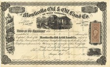 Monticello Oil and Oil Land Co. of West Virginia - 1867 dated Stock Certificat picture