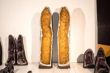 5.1 Ft Tall Citrine Cathedral Geodes Pair – X-large Orange Citrine Geodes picture