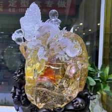 Large 72LB Top Natural Red Fire Quartz Dragon Carved Quartz Crystal Reiki decor picture
