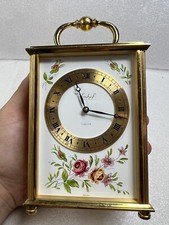 Rare Imhof Turler Swiss 8-Day Brass Carriage Painted Desk Mantle Travel Clock picture