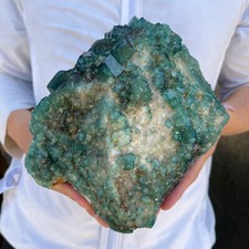9.7lb Large NATURAL Green Cube FLUORITE Quartz Crystal Cluster Mineral Specimen picture