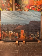Jackie Black Original Painting Navajo Family The Cool Evening Native Large jb61 picture