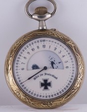 Oversized 70mm Antique WWI German Army Award Pocket Watch c.1916 – 24H Day/Night picture