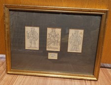 Antique 1845 Spanish Ink Drawings Playing Card Art Framed Original De Una Hoja picture