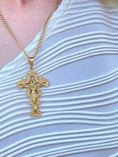 ONE of a KIND X LARGE Crucifix 18K Solid Gold Cross Pendant Jewelry Valentine picture