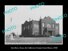 OLD LARGE HISTORIC PHOTO OF VAN HORN TEXAS CULBERSON COUNTY COURT HOUSE c1940 picture