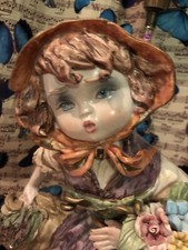 RARE 1950s Antique Italian Porcelain Capodimonte Lamp  Raggedy Flower Girl picture