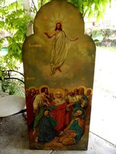 19C Large Antique Russia Russian Church Ascension of God Icon 64 x 28 inch picture