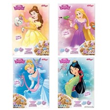 Kellogg’s 2017 Disney Princess Collectible Cereal Box Complete Set of 4 Sealed picture
