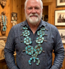 1970s HUGE 764g Vintage High Grade NATURAL TURQUOISE Squash Blossom NECKLACE picture